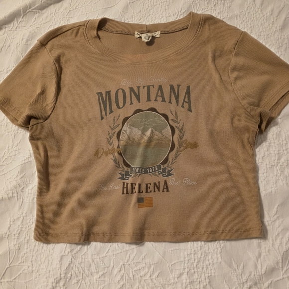 Aerie Tan Graphic Crop Top - Picture 1 of 4